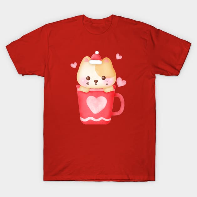 Merry Christmas, Meowy Christmas, cute and adorable Christmas cat. T-Shirt by WhaleSharkShop
